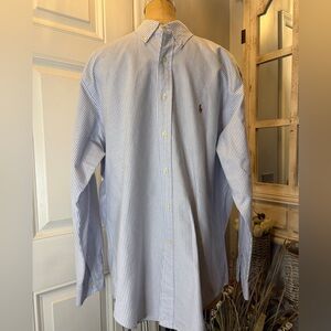 Ralph Lauren Light Blue‎ Business Casual Preppy Pinstripe Dress Shirt